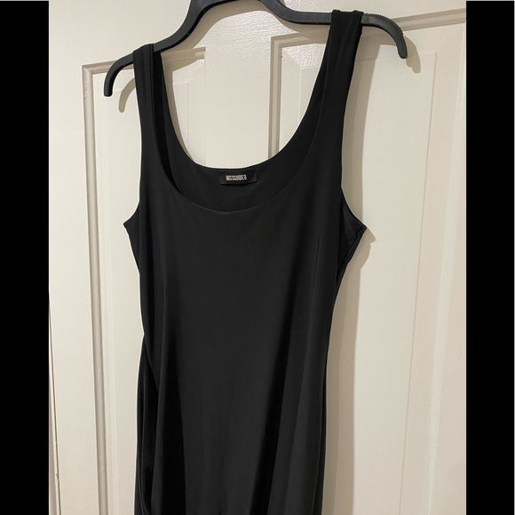 Misguided black side ruched asymmetrical midi dress L - Picture 3 of 9